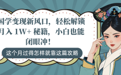 国学变现新风口，轻松解锁月入 1W+ 秘籍，小白也能闭眼冲！