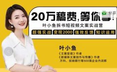 叶小鱼21天短视频文案拆书营，学完轻松搞定各类书单短视频文案