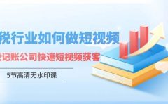 财税行业怎样做短视频，财税记账公司快速短视频获客（5节高清无水印课）