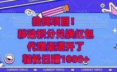 移动积分兑换红包，代理渠道开了，轻松日赚1000+捡钱项目！