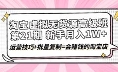 淘宝虚拟无货源高级班【第21期】运营技巧+批量复制=会赚钱的淘宝店