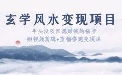 玄学风水变现项目：手头没项目想赚钱的福音（短视频剪辑+直播搭建变现课）