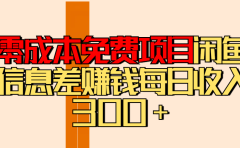 零成本免费项目分享闲鱼信息差赚钱每日收入300＋