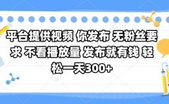 平台提供视频 你发布 无粉丝要求 不看视频播放量 发布就有钱 轻松一天300+