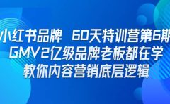 小红书品牌 60天特训营第6期 GMV2亿级品牌老板都在学 教你内容营销底层逻辑