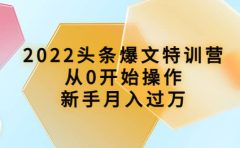 2022头条爆文特训营:从0开始操作,新手月入过万(16节课时)