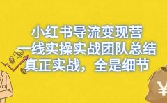 小红书导流变现营，一线实战团队总结，真正实战，全是细节，全平台适用