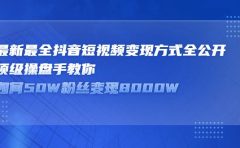 最新最全抖音短视频变现方式全公开，快人一步迈入抖音运营变现捷径
