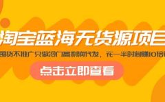 淘宝蓝海无货源项目,不囤货不推广只做冷门高利润代发