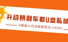 升级暴利车载U盘私域玩法，0基础小白也能轻松日入600+