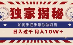 独家揭秘，如何手把手带你做项目，日入上千，月入10W+