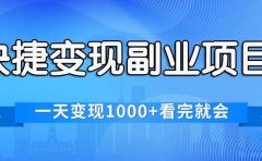 快捷变现的副业项目,一天变现1000+,各平台最火赛道,看完就会