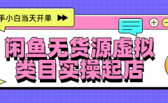 日入300+，闲鱼无货源电商起店实操，新手小白当天开单