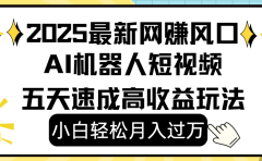2025最新网赚变现风口，Ai 机器人短视频，小白轻松月入过万，五天速成高收益玩法