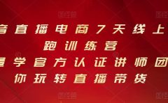 抖音直播电商7天线上陪跑训练营,巨量学官方认证讲师团带你玩转直播带货