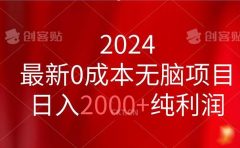 2024最新0成本无脑项目,日入2000+纯利润