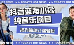 宝藏细分领域，抖音蓝海小众纯音乐项目，操作简单让你轻松月入2w＋