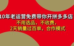 拼多多-合作开店日入4000+两天销量过百单，无学费、老运营教操作、小白...