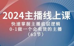 2024主播线上课，快速掌握主播底层逻辑，0-1做一个会卖货的主播（63节课）