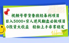 视频号带货鲁班经暴利项目，日入5000+，穷人逆风翻盘必做项目，0投资...
