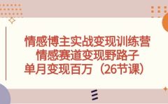 情感博主实战变现训练营,情感赛道变现野路子,单月变现百万(26节课)