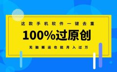 这款手机软件一键去重,100%过原创 无脑搬运也能月入过万