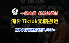 海外Tiktok短视频无脑搬运,一键去重轻松过原创,新手小白听话照做日入...