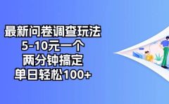 最新问卷调查玩法,5-10元一个,两分钟搞定,单日轻松100+