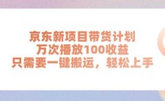京东新项目带货计划，万次播放100收益，只需要一键搬运，轻松上手