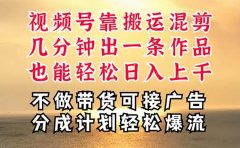 深层揭秘视频号项目，是如何靠搬运混剪做到日入过千上万的，带你轻松爆...