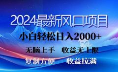 2024最新风口!三分钟一条原创作品,日入2000+,小白无脑上手,收益无上限