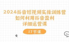 2024抖音短视频实操训练营：如何利用抖音盈利，详细运营课（17节视频课）
