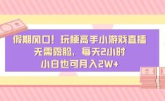 假期风口!玩梗高手小游戏直播,无需露脸,每天2小时,小白也可月入2W+