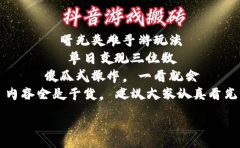 抖音游戏搬砖，曙光英雄独家玩法，单日变现三位数，傻瓜式操作，小白一...