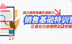 销售基础特训营，建立销售基础专业能力，让你在日常销售活动里游刃余