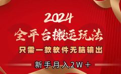 2024全平台搬运玩法，只需一款软件，无脑输出，新手也能月入2W＋