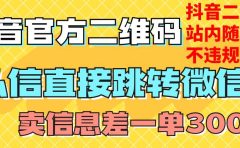 价值3000的技术!抖音二维码直跳微信!站内无限发不违规!
