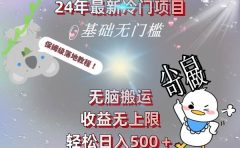 24年最新冷门项目，无脑搬运，收益无上限，轻松日入500＋，保姆级落地教程