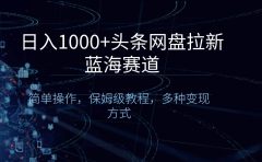 日入1000+头条网盘拉新蓝海赛道，简单操作，保姆级教程，多种变现方式