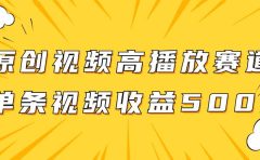 原创视频高播放赛道掘金项目玩法，播放量越高收益越高，单条视频收益500+