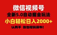 微信视频号变现，5.0全新自动掘金玩法，日入利润2000+有手就行