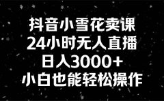 抖音小雪花卖课,24小时无人直播,日入3000+,小白也能轻松操作