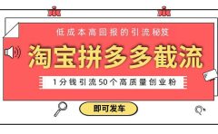 淘宝拼多多电商平台截流创业粉 只需要花上1分钱，长尾流量至少给你引流50粉