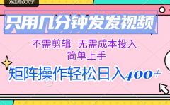 只用几分钟发发视频,不需剪辑,无需成本投入,简单上手,矩阵操作轻松...