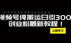 外面卖2580视频号纯搬运日引300+创业粉最新教程！