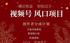 拥有睡眠收益的微信视频号大风口项目，轻松月入过万+，多赛道选择，可...