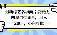 最新综艺名场面片段玩法，明星自带流量，日入200+，小白可做