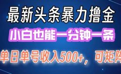 最新暴力头条掘金日入500+，矩阵操作日入2000+ ，小白也能轻松上手！