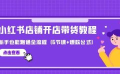 最新小红书店铺开店带货教程,新手也能跑通全流程(6节课+爆款公式)