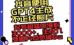 抖音使用GPT4生成不正经照片，起号超猛日涨粉3000+，生成几张图片点赞破6w+